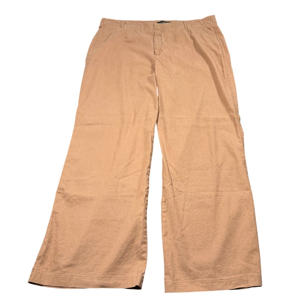Peruvian Connection Wide Leg Trousers Tan Linen Blend Minimalist Coastal 18